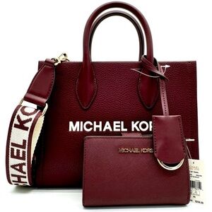 Michael Kors Mirella Small Crossbody Bag & Medium Zip Chain Wallet Ox Blood